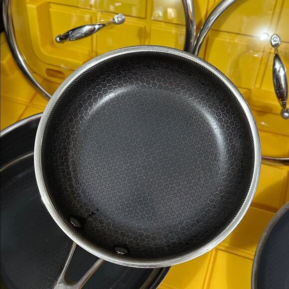 HEXCLAD 7-Piece Nonstick Stainless Steel Frying Pan Set 8 10 12- Lids Wok $600 - Picture 9 of 10